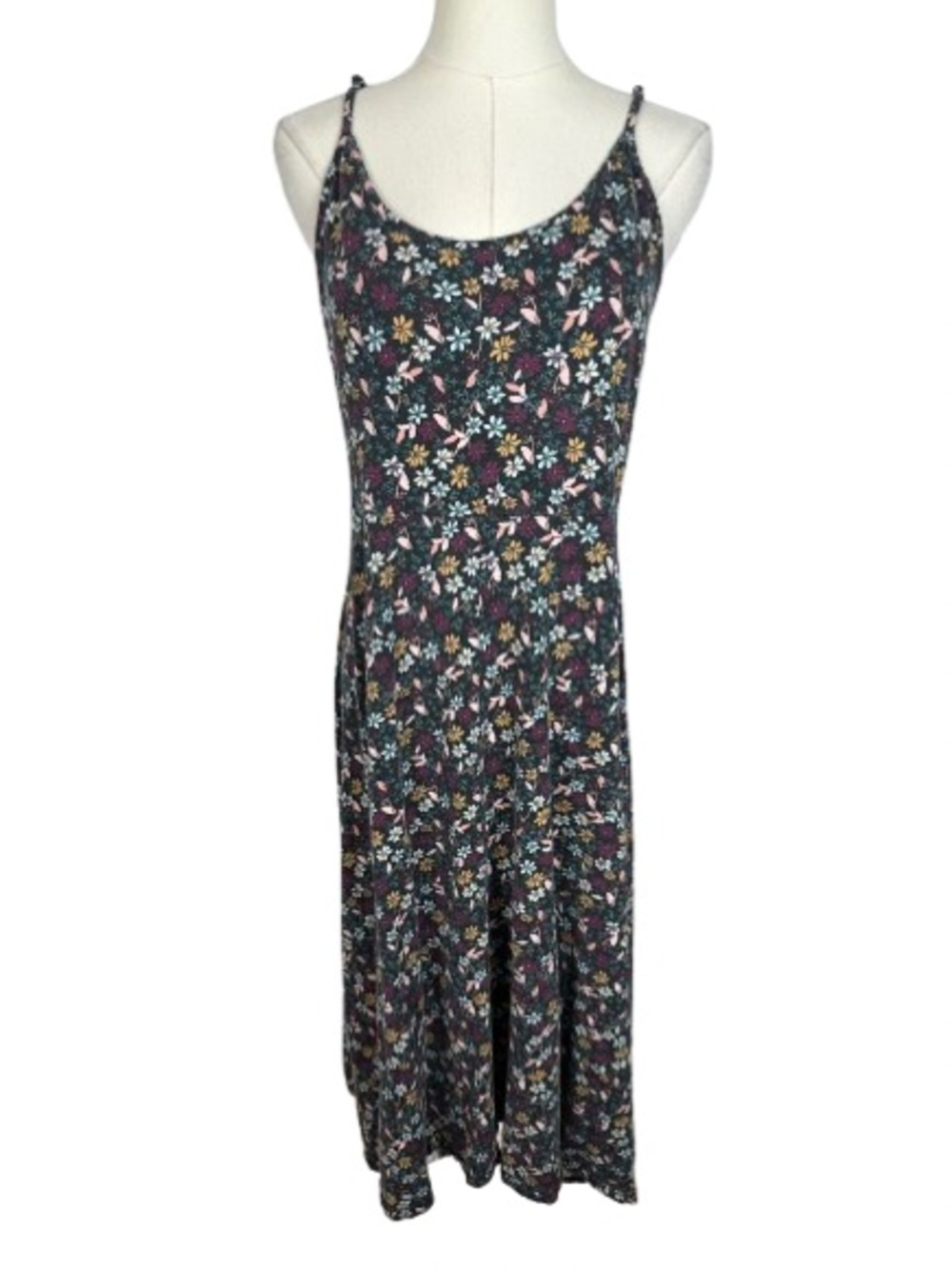 Who What Wear Black Floral Spaghetti Strap Maxi Dress